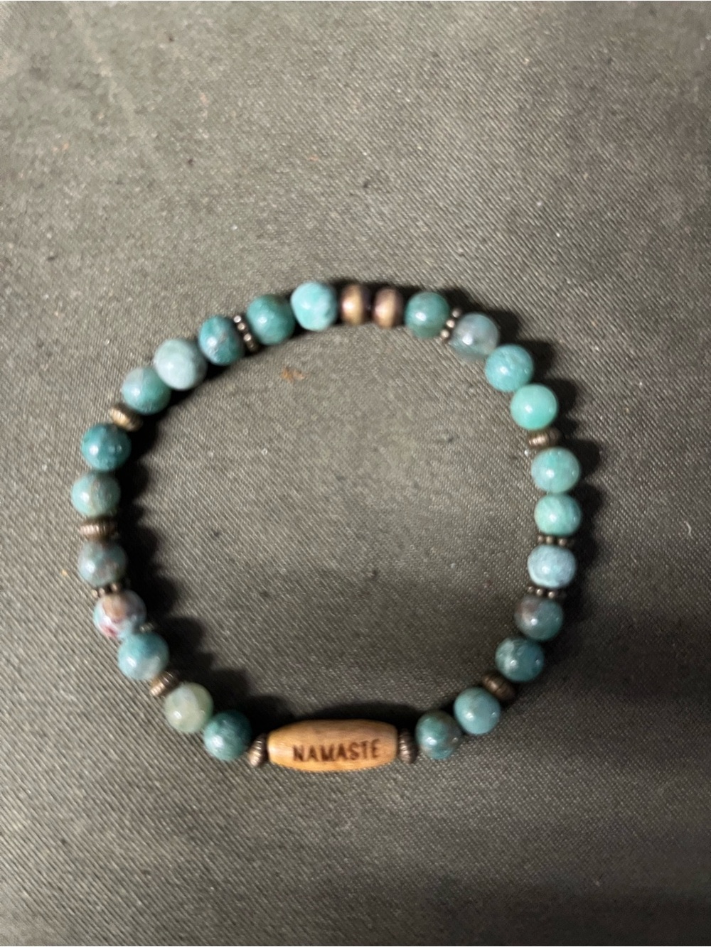 Namaste Turquoise Bead Stretch Bracelet - Women Jewelry
